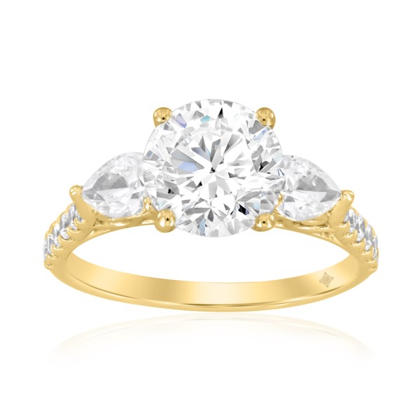 14K YELLOW GOLD 2 3/4CT ROUND/PEAR DIAMOND LADIES ...