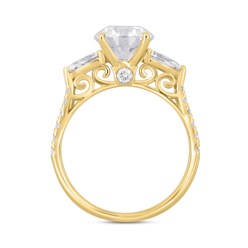 14K YELLOW GOLD 2 3/4CT ROUND/PEAR DIAMOND LADIES RING (CENTER STONE ROUND DIAMOND 2CT )