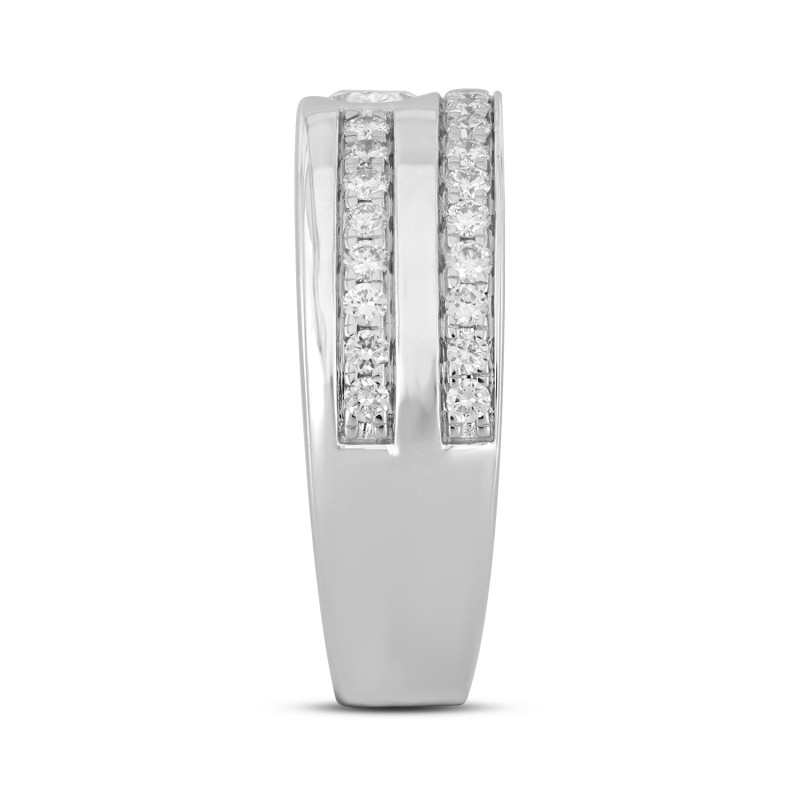 MEN'S BAND 1CT ROUND/OVAL DIAMOND 14K WHITE GOLD