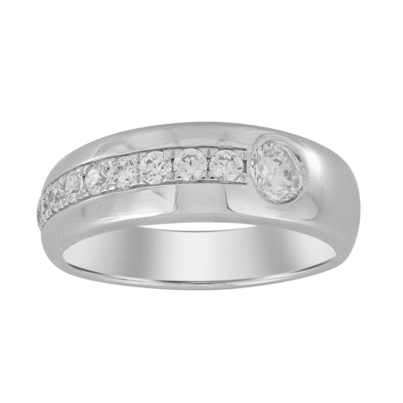 14K WHITE GOLD 1CT ROUND DIAMOND MEN'S BAND