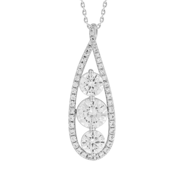 LADIES PENDANT 1 3/4CT ROUND DIAMOND 14K WHITE GOL...