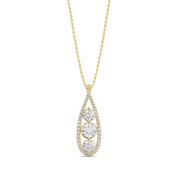 LADIES PENDANT 1 3/4CT ROUND DIAMOND 14K YELLOW GO...