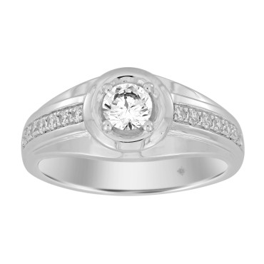 14K WHITE GOLD 3/4CT ROUND DIAMOND MEN'S RING