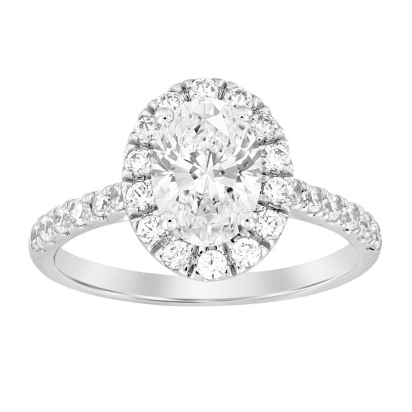 14K WHITE GOLD 1 1/2CT ROUND/OVAL DIAMOND LADIES R...