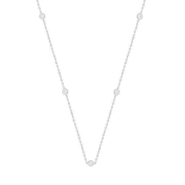 LADIES NECKLACE 1CT ROUND DIAMOND 14K WHITE GOLD...