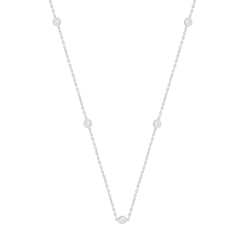 LADIES NECKLACE 1CT ROUND DIAMOND 14K WHITE GOLD