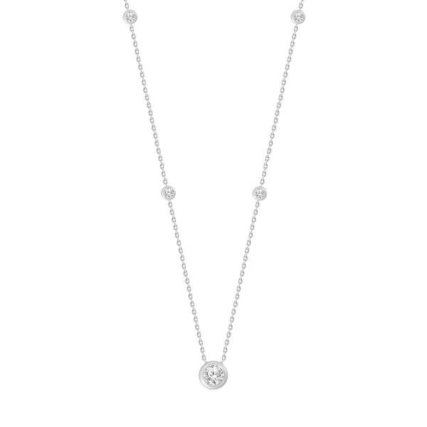 LADIES NECKLACE 1 5/8CT ROUND DIAMOND 14K WHITE GO...