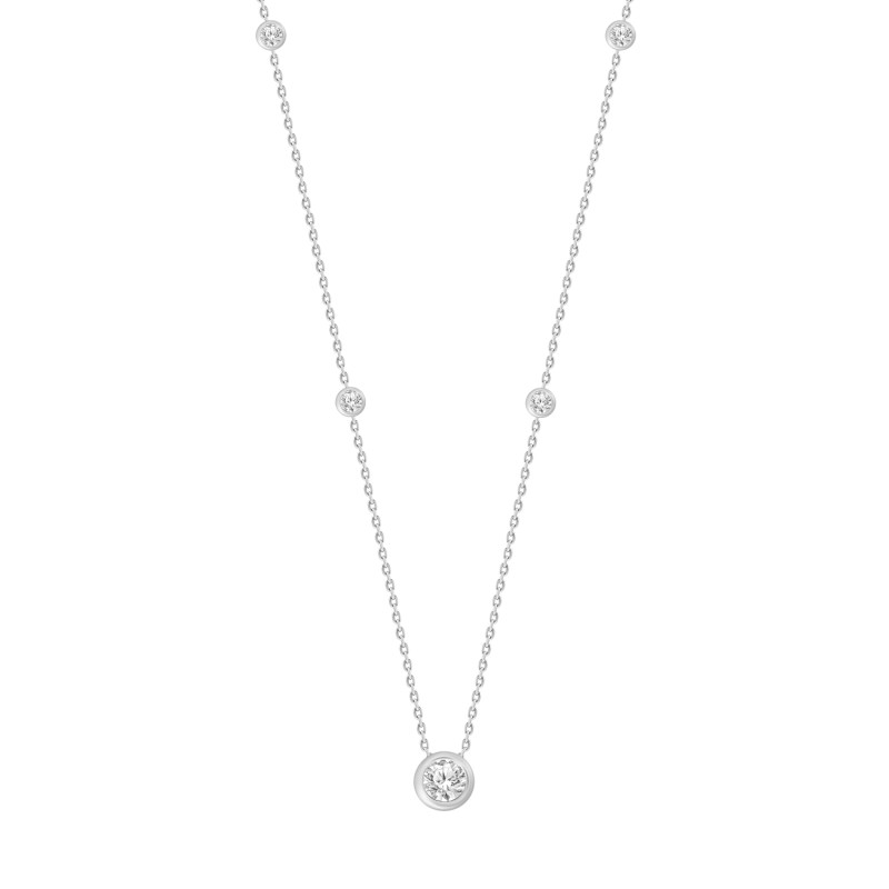 LADIES NECKLACE 1 5/8CT ROUND DIAMOND 14K WHITE GOLD