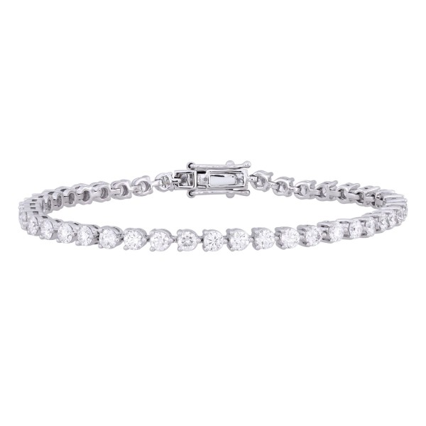 LADIES BRACELET 5CT ROUND DIAMOND 14K WHITE GOLD...