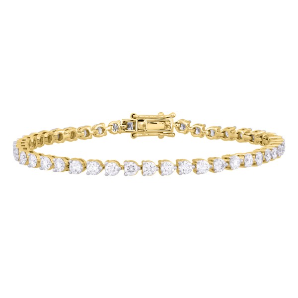 LADIES BRACELET 5CT ROUND DIAMOND 14K YELLOW GOLD...