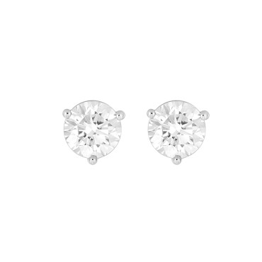 14K WHITE GOLD 1CT ROUND DIAMOND LADIES SOLITAIRE EARRINGS 