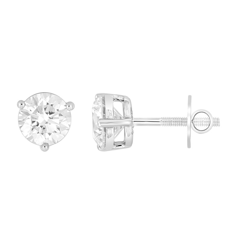 14K WHITE GOLD 1CT ROUND DIAMOND LADIES SOLITAIRE EARRINGS 