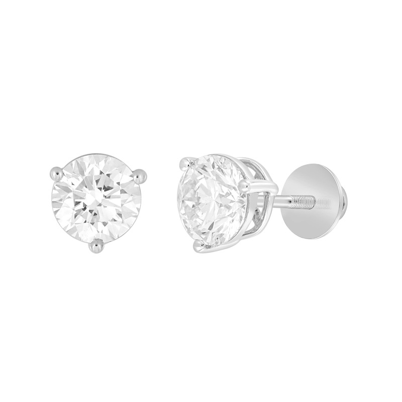 14K WHITE GOLD 1CT ROUND DIAMOND LADIES SOLITAIRE EARRINGS 