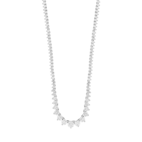 LADIES NECKLACE 7CT ROUND DIAMOND 14K WHITE GOLD...