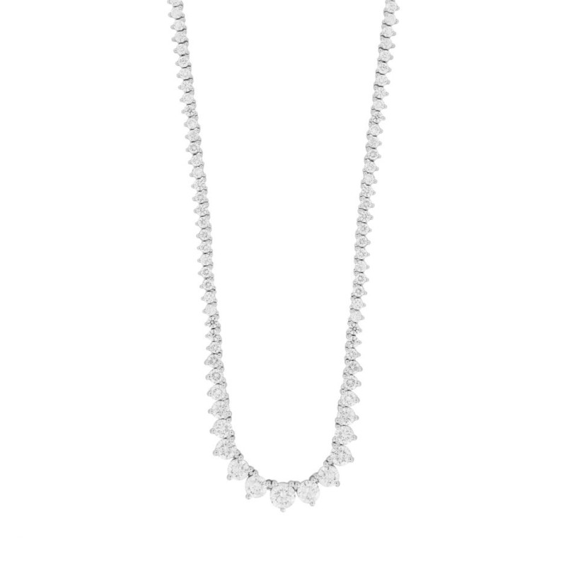 LADIES NECKLACE 7CT ROUND DIAMOND 14K WHITE GOLD