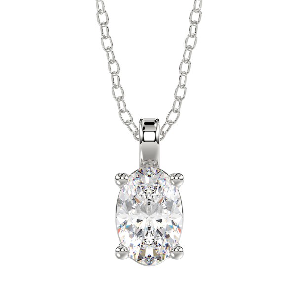 LADIES PENDANTS 1CT OVAL DIAMOND 14K WHITE GOLD...