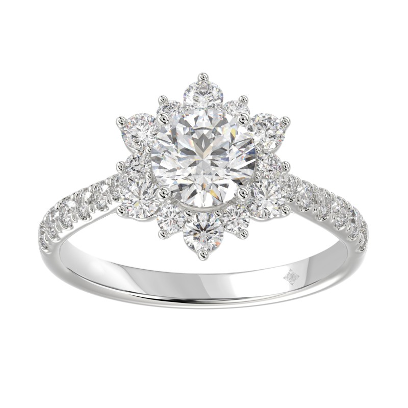 LADIES RING 1 3/4CT ROUND DIAMOND 14K WHITE GOLD (CENTER STONE ROUND DIAMOND 1CT )