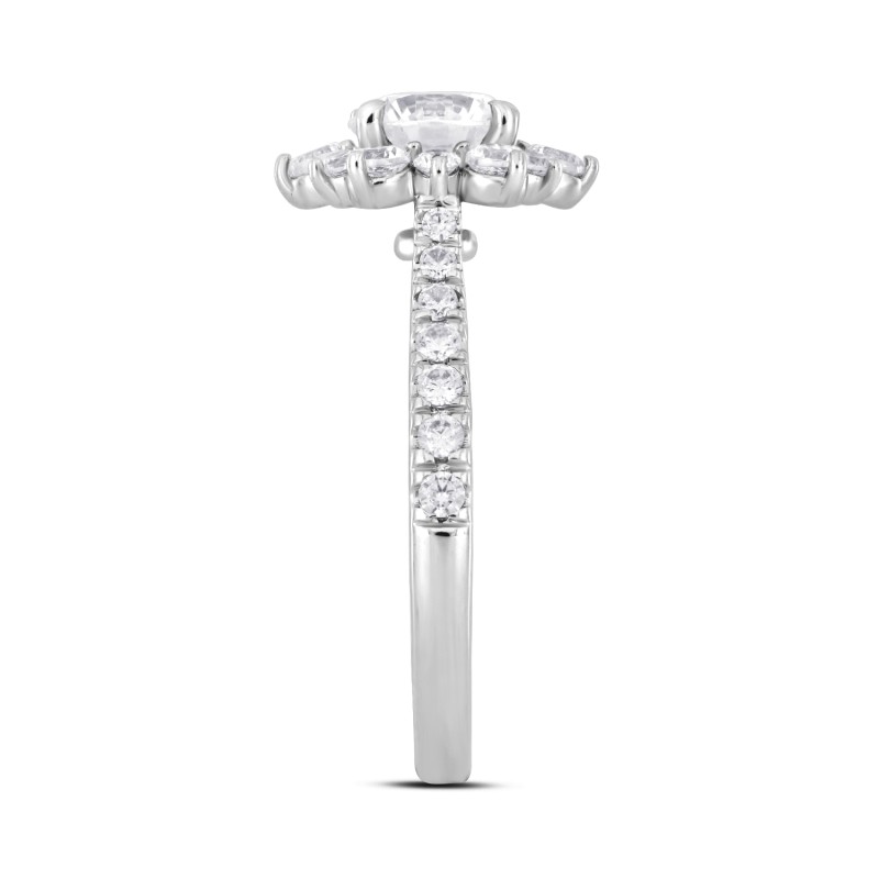 LADIES RING 1 3/4CT ROUND DIAMOND 14K WHITE GOLD (CENTER STONE ROUND DIAMOND 1CT )