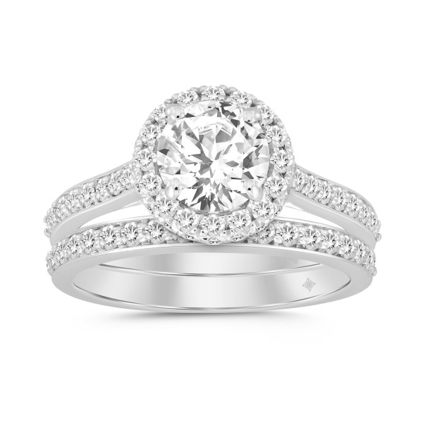 LADIES BRIDAL SET 1 3/4CT ROUND DIAMOND 14K WHITE ...