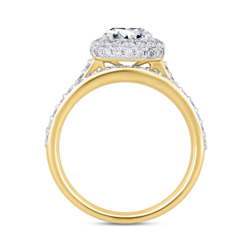 LADIES BRIDAL SET 1 3/4CT ROUND DIAMOND 14K YELLOW GOLD (CENTER STONE ROUND DIAMOND 1CT )