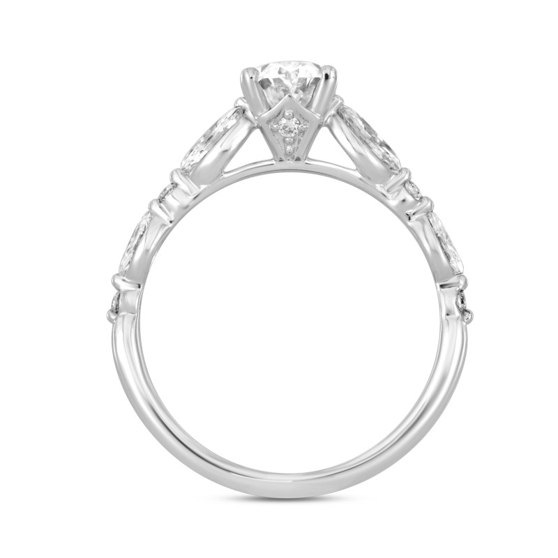 LADIES RING 1 1/2CT ROUND/OVAL/MARQUISE DIAMOND 14K WHITE GOLD (CENTER STONE OVAL DIAMOND 1CT)