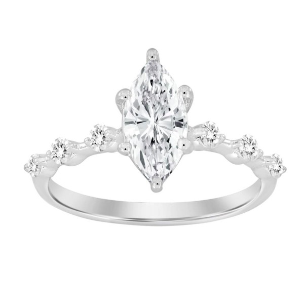 14K WHITE GOLD 1 1/4CT ROUND/MARQUISE DIAMOND LADI...