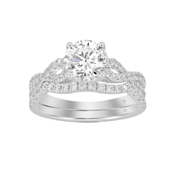 LADIES BRIDAL SET 2CT ROUND DIAMOND 14K WHITE GOLD...