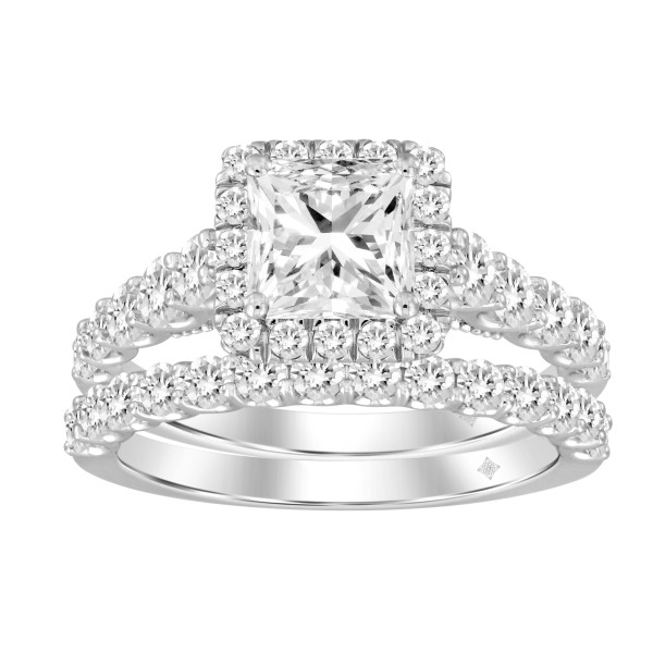 LADIES BRIDAL SET 2 1/2CT ROUND/PRINCESS DIAMOND 1...