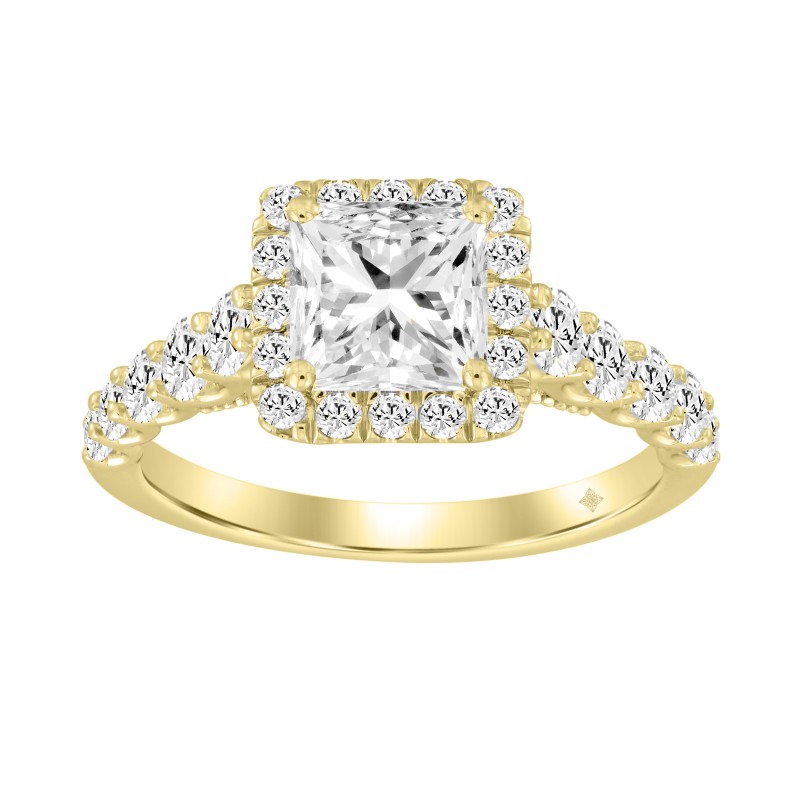 LADIES BRIDAL SET 2 1/2CT ROUND/PRINCESS DIAMOND 14K YELLOW GOLD (CENTER STONE PRINCESS DIAMOND 1CT )