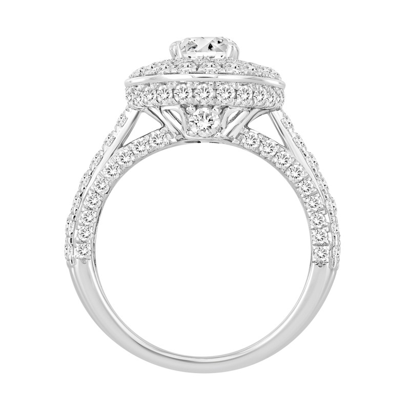 LADIES BRIDAL SET 3CT ROUND/OVAL DIAMOND 14K WHITE GOLD (CENTER STONE OVAL DIAMOND 1CT )