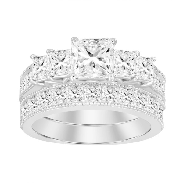 14K WHITE GOLD 3 1/2CT ROUND/PRINCESS DIAMOND LADI...