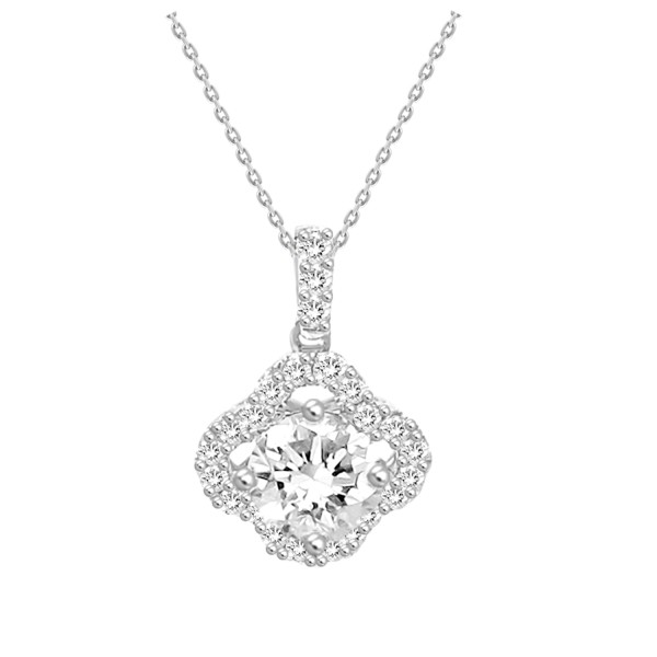 14K WHITE GOLD 1 1/4CT ROUND/DIAMOND LADIES PENDAN...