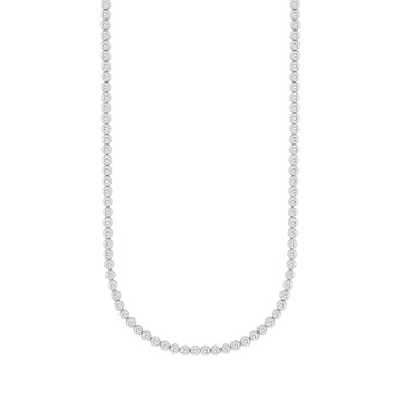 MENS NECKLACE 7CT ROUND DIAMOND 14K WHITE GOLD