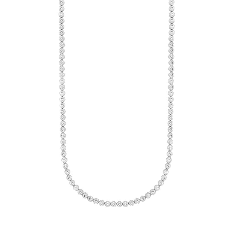 MENS NECKLACE 7CT ROUND DIAMOND 14K WHITE GOLD