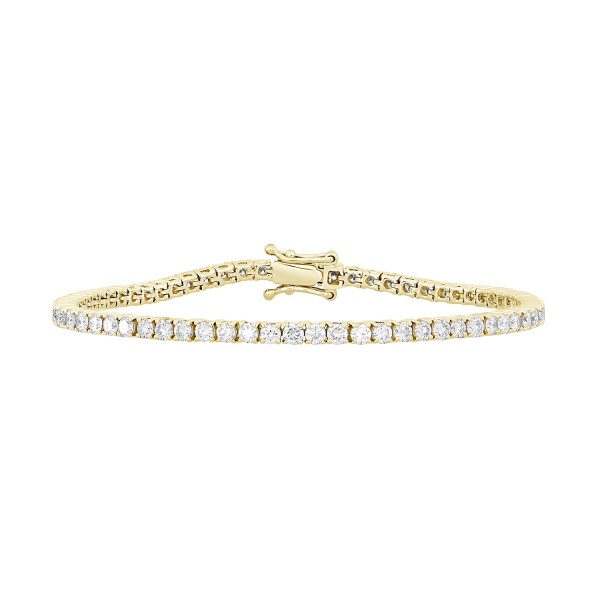 LADIES BRACELET 4CT ROUND DIAMOND 14K YELLOW GOLD...