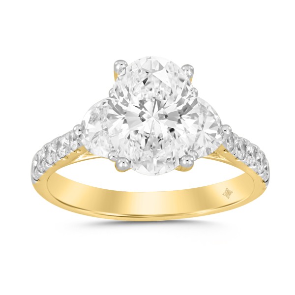 LADIES RING 3CT ROUND/OVAL/HALF MOON DIAMOND 14K Y...