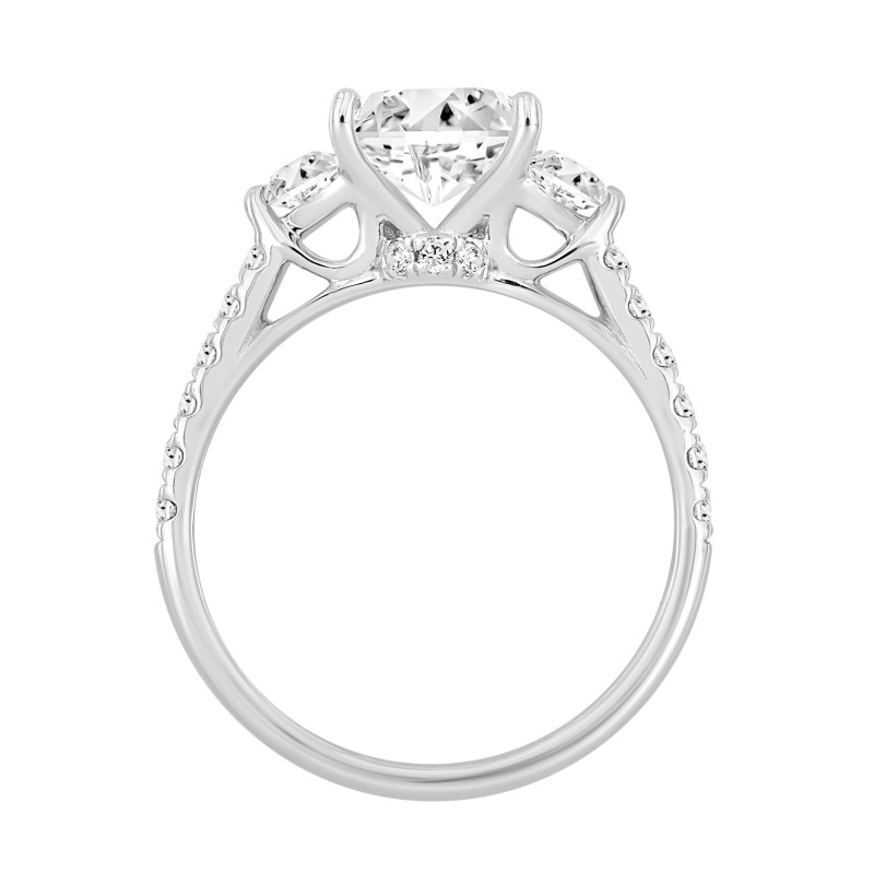 LADIES BRIDAL SET 3 1/3CT ROUND/PRINCESS HALF MOON DIAMOND 14K WHITE GOLD (CENTER STONE PRINCESS DIAMOND 2CT )