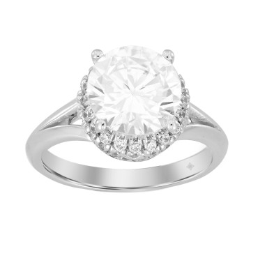 LADIES RING 3 3/8CT ROUND DIAMOND 14K WHITE GOLD (CENTER STONE ROUND DIAMOND 3CT )