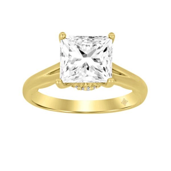 LADIES RING 2CT ROUND/PRINCESS DIAMOND 14K YELLOW ...