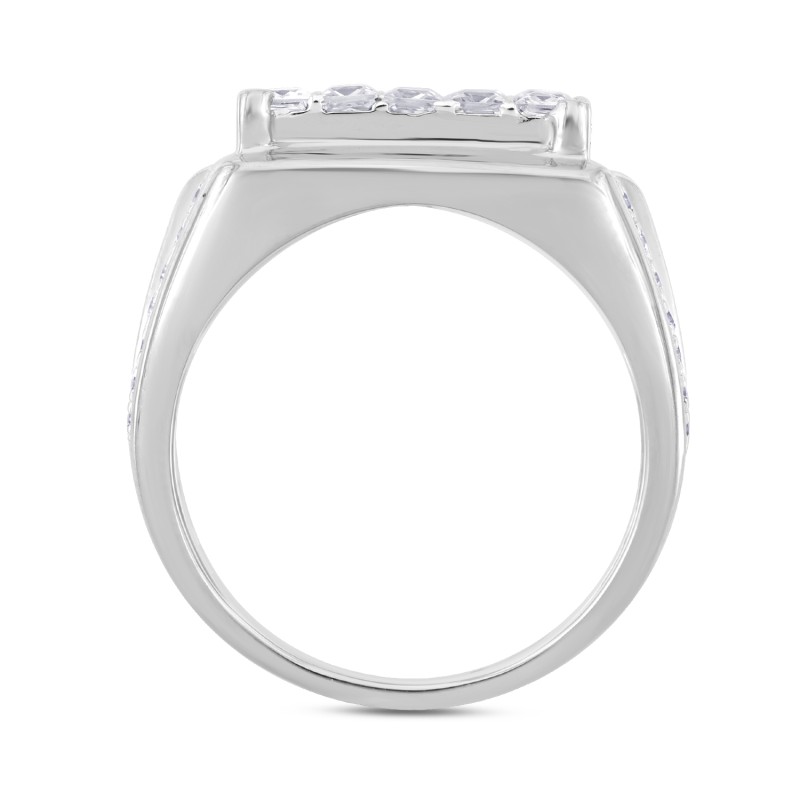 MEN'S RING 2CT ROUND/PRINCESS DIAMOND 14K WHITE GOLD