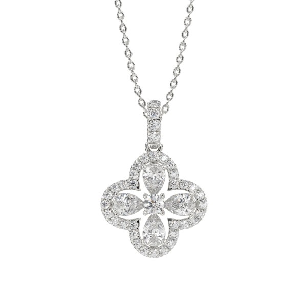 LADIES PENDANT 1CT ROUND/PEAR DIAMOND 14K WHITE GO...