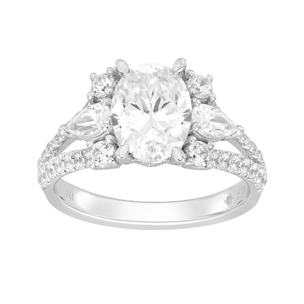 LADIES RING 3CT ROUND/OVAL/PEAR DIAMOND 14K WHITE ...