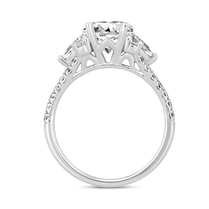 LADIES RING 3CT ROUND/OVAL/PEAR DIAMOND 14K WHITE GOLD (CENTER STONE OVAL DIAMOND 2CT )