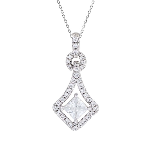 LADIES PENDANT 3/4CT ROUND/PRINCESS DIAMOND 14K WH...