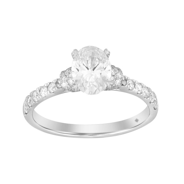 LADIES RING 1 1/2CT ROUND/OVAL DIAMOND 14K WHITE G...