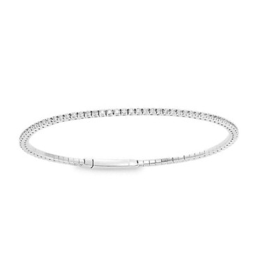 LADIES FLEXIBLE BANGLE 6 1/6CT ROUND DIAMOND 14K WHITE GOLD 