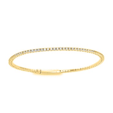 LADIES FLEXIBLE BANGLE 6 1/6CT ROUND DIAMOND 14K YELLOW GOLD 