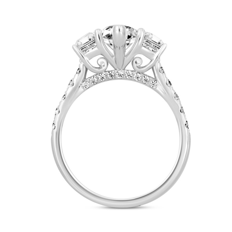 LADIES RING 3CT ROUND/MARQUISE/CADILLAC DIAMOND 14K WHITE GOLD (CENTER STONE MARQUISE DIAMOND 2CT )