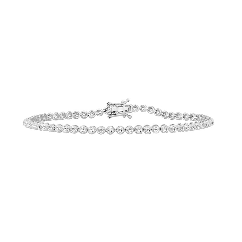 MEN'S BRACELET 2 1/2CT ROUND DIAMOND 14K WHITE GOLD