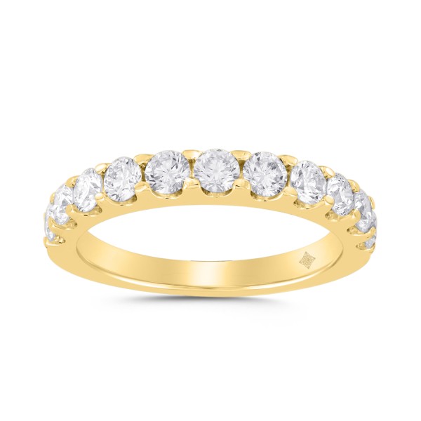 LADIES BAND 1CT ROUND DIAMOND 14K YELLOW GOLD...